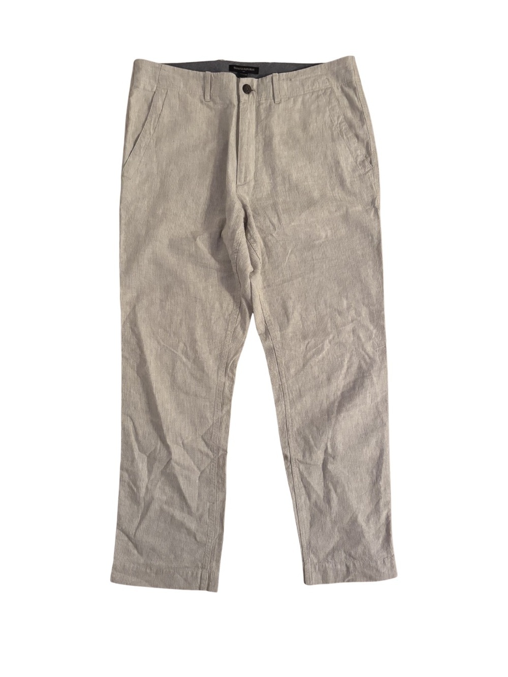 Banana Republic Linen Blend Stripe Straight-Leg Pants